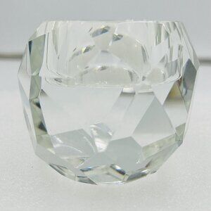 Oleg Cassini Geometric Crystal Votive/Candle Holder with Etched Signature 2.75"